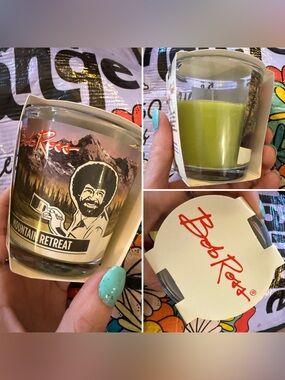 Bob Ross Scented Candle in Decorative Glass Smells SO GOOD & Fresh Mountains